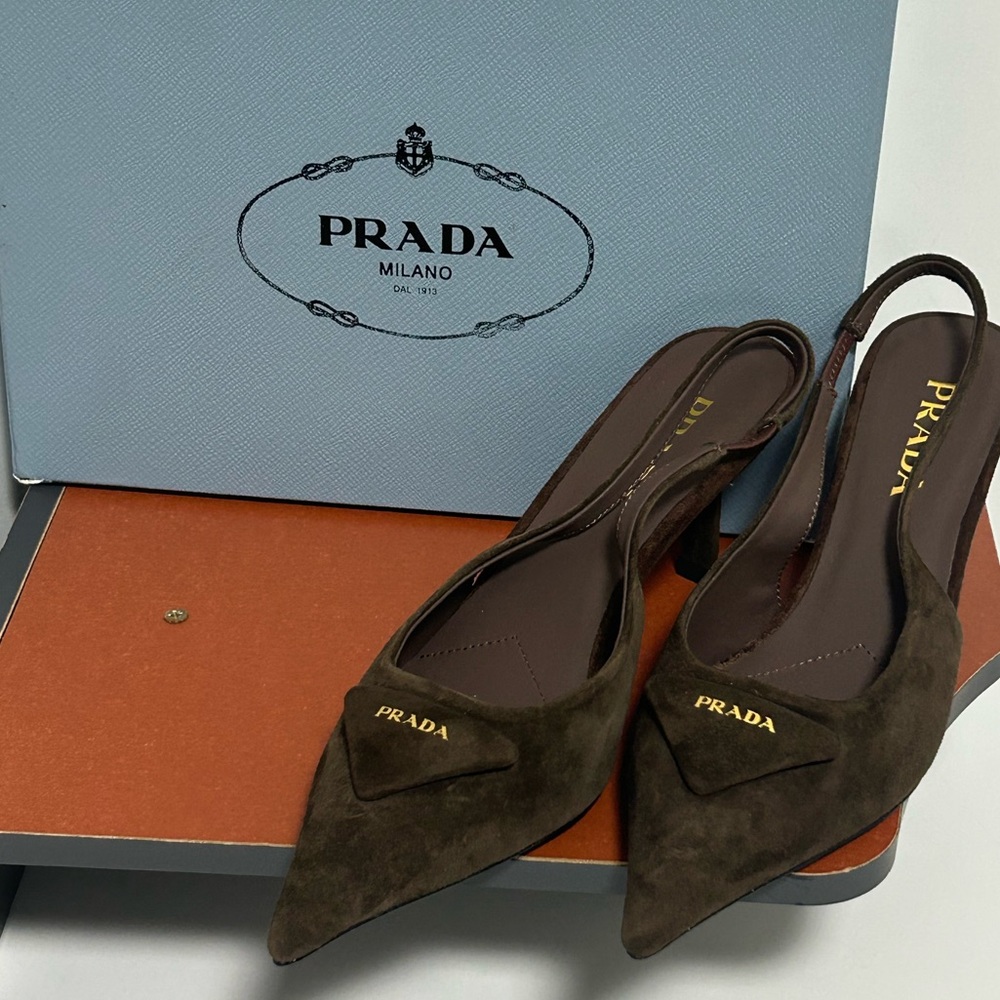 Prada Brown Suede High Heels - Picture 6 of 8